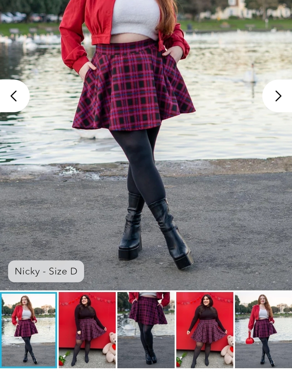 Plaid-flair Skater Skirt in Red And Blue Tartan